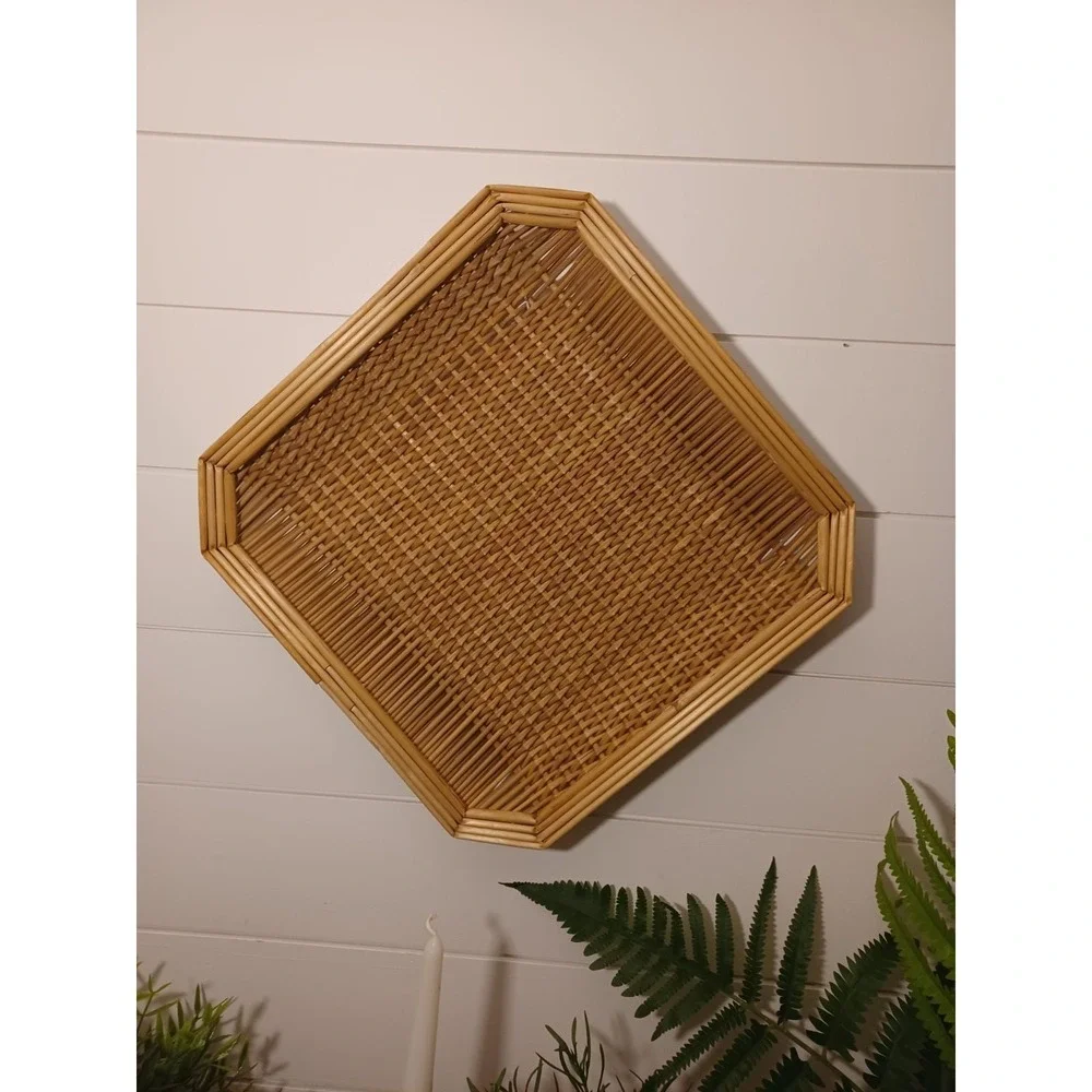 Boho woven bambo/ wicker wall hangings / trays set of 3